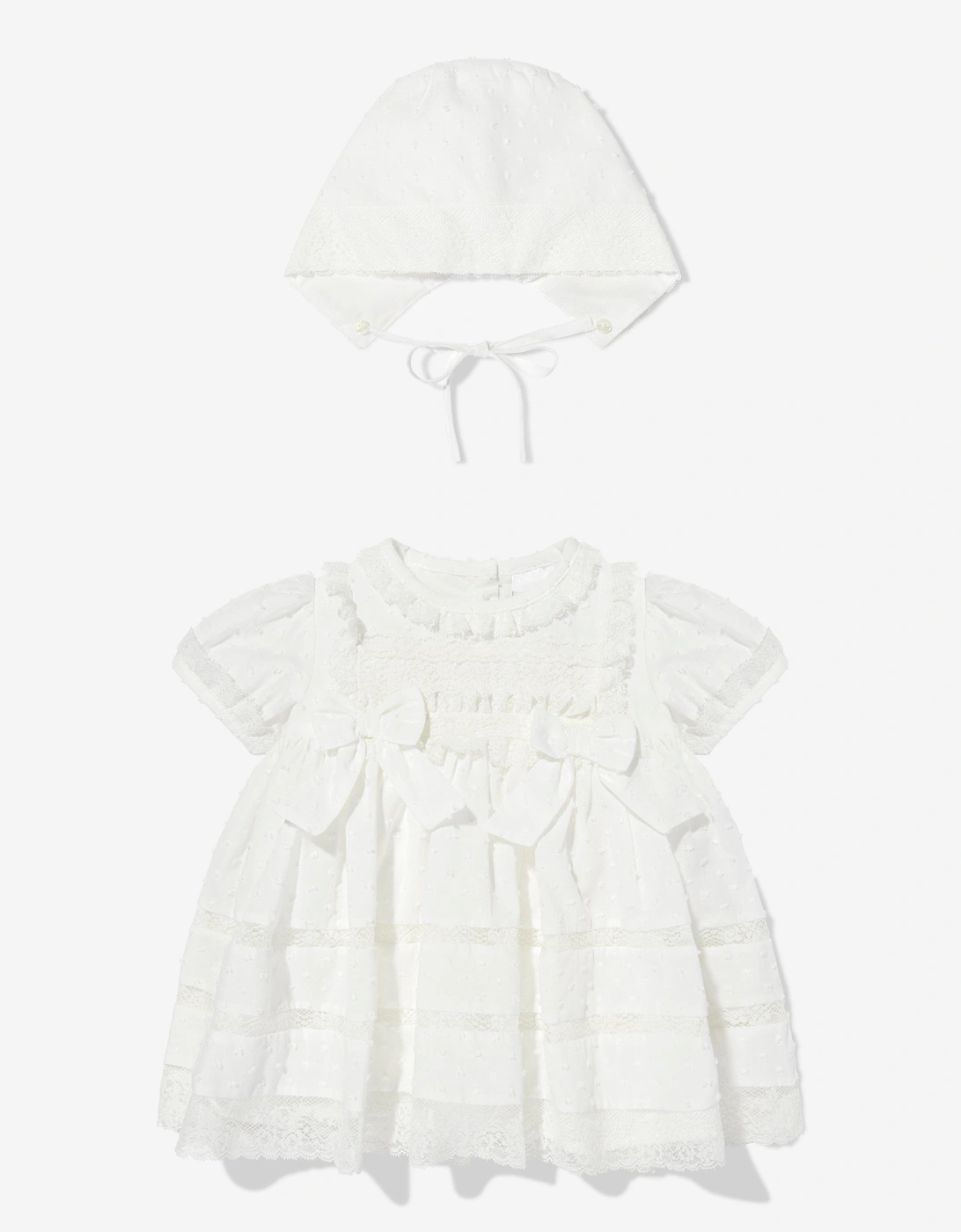 Baby Girls Dress and Bonnet in Ivory, 5 of 4