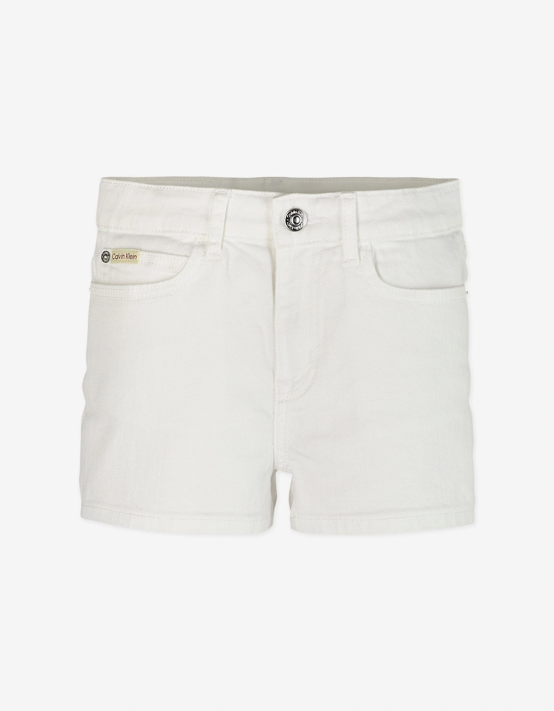 Girls Relaxed Denim Shorts in White, 5 of 4