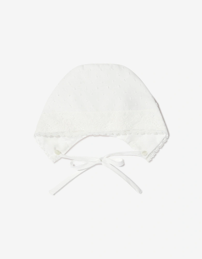 Baby Girls Bubble Romper and Bonnet in Ivory