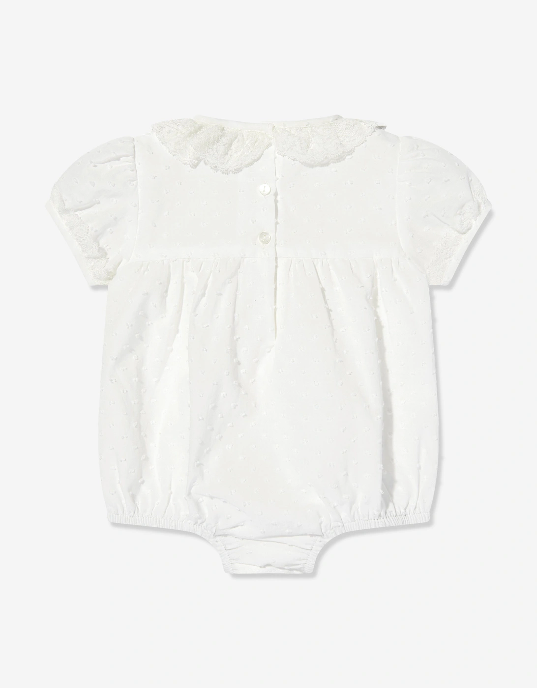 Baby Girls Bubble Romper and Bonnet in Ivory