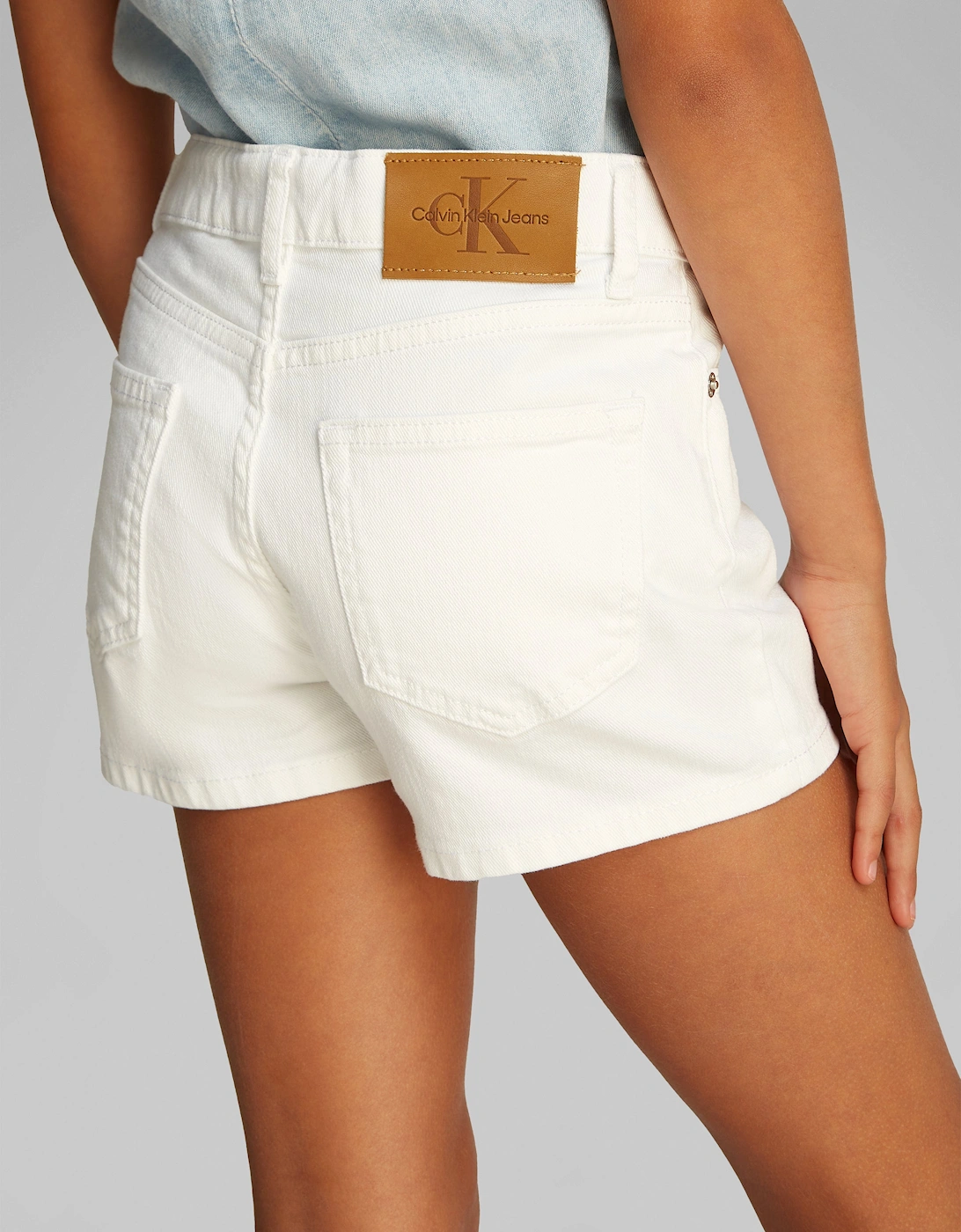 Girls Relaxed Denim Shorts in White