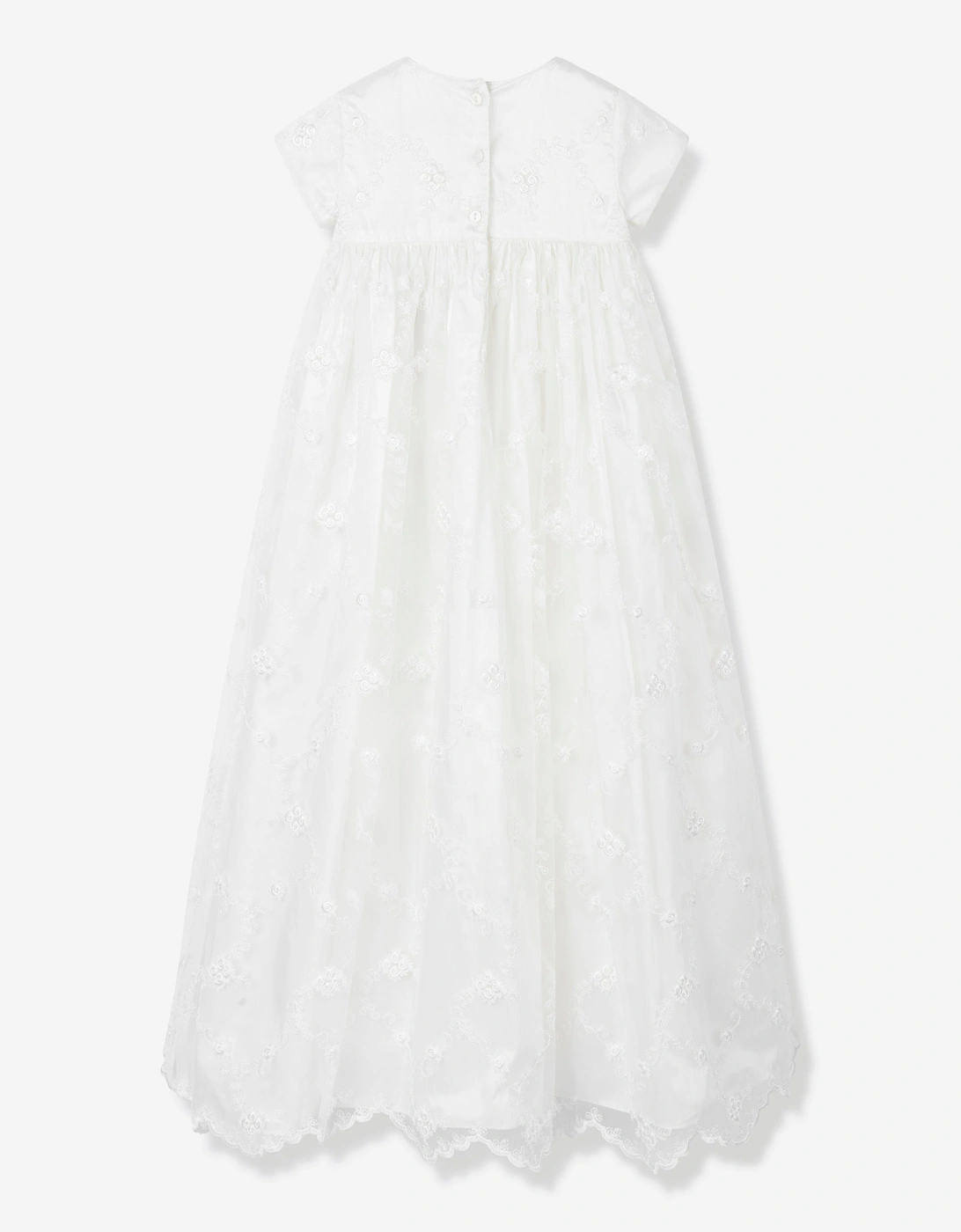 Baby Girls Silk Christening Robe and Bonnet in Ivory