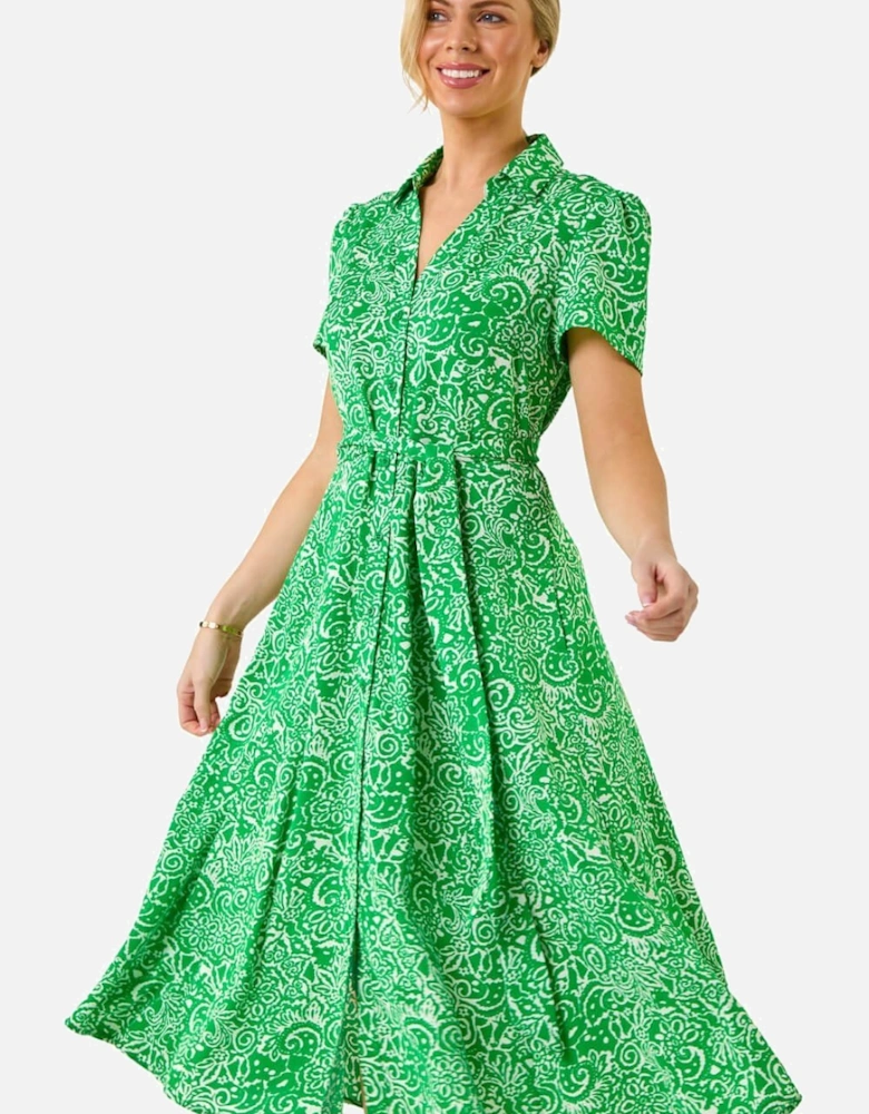 Petite Abstract Print Button Shirt Dress
