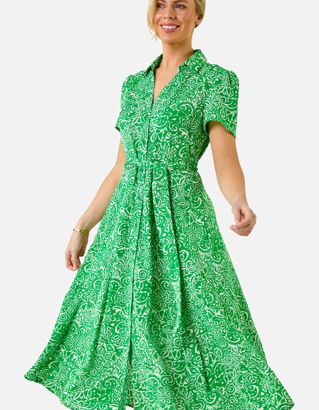 Petite Abstract Print Button Shirt Dress, 2 of 1