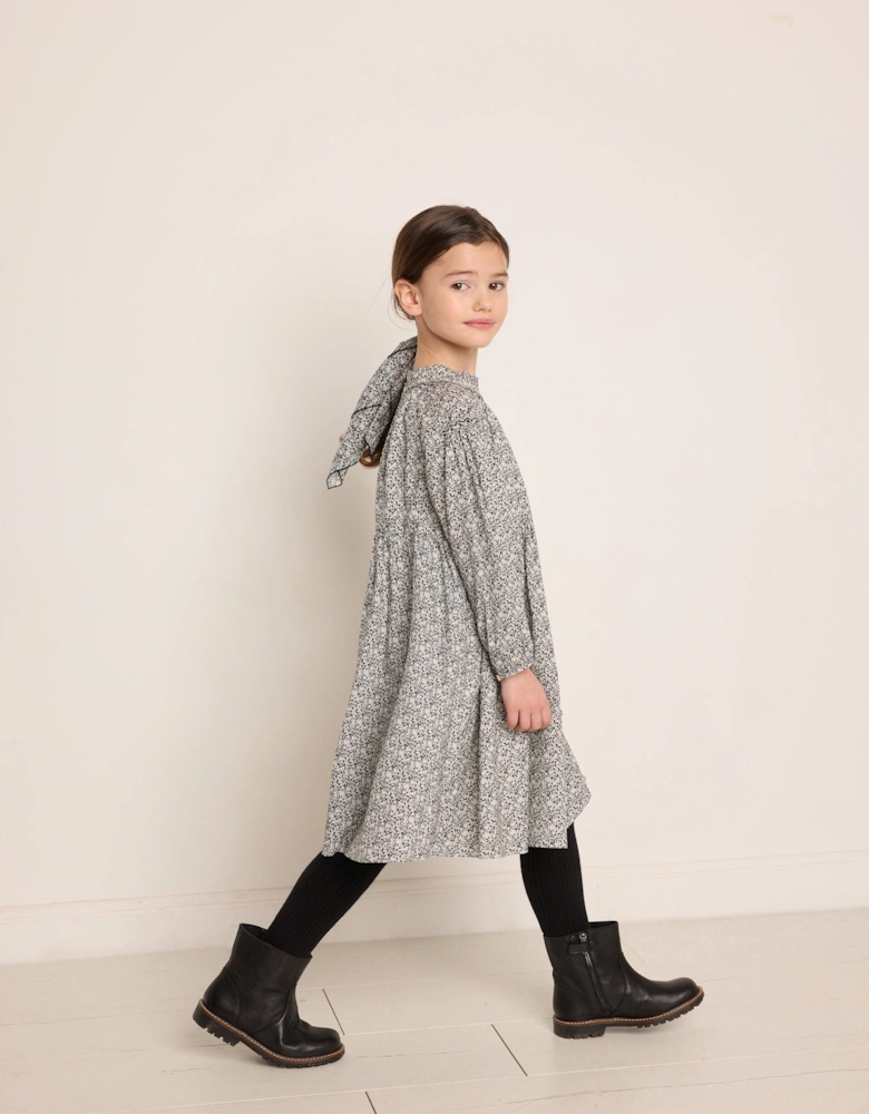 Girls Bluebell Cotton Dress in Blue