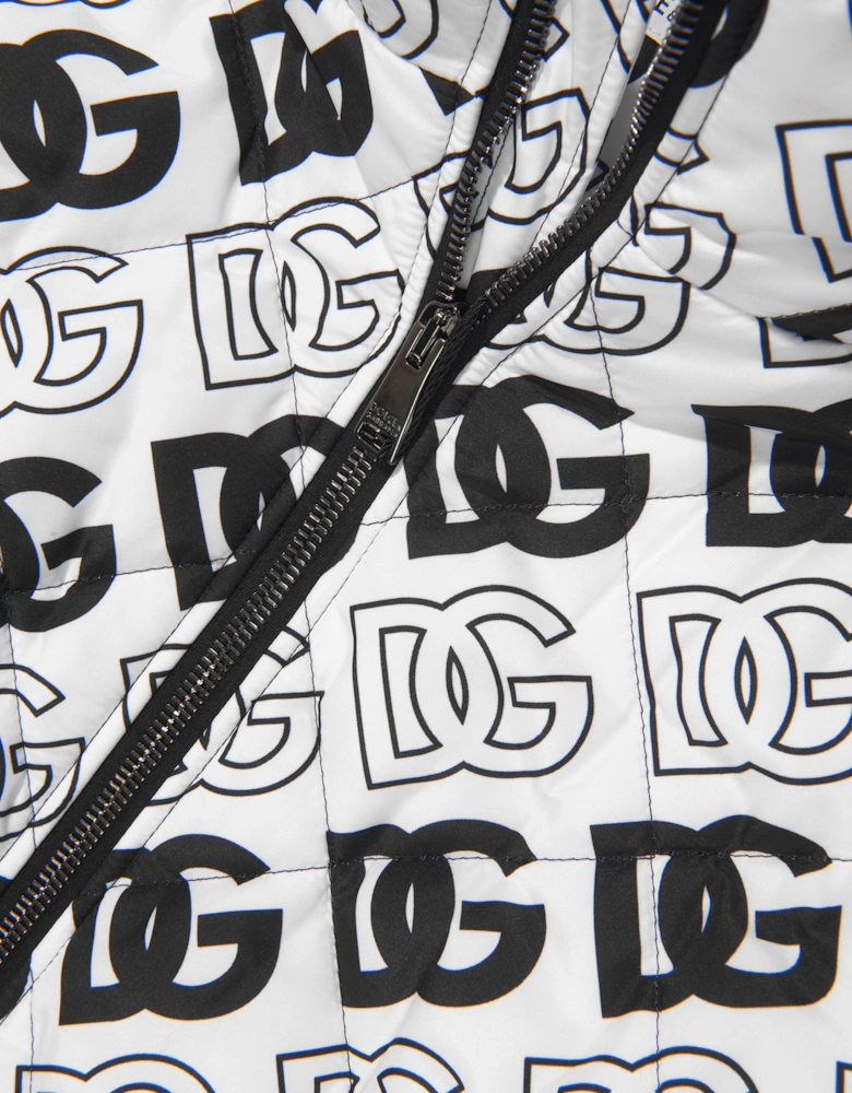 Kids All Over Logo Print Hooded Jacket
