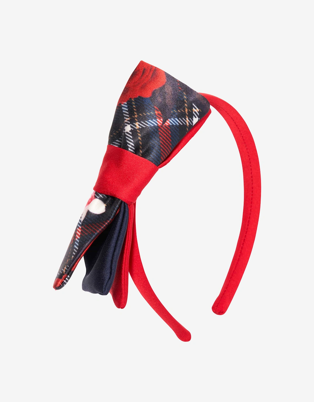 Girls Tartan Bow Headband in Red, 5 of 4