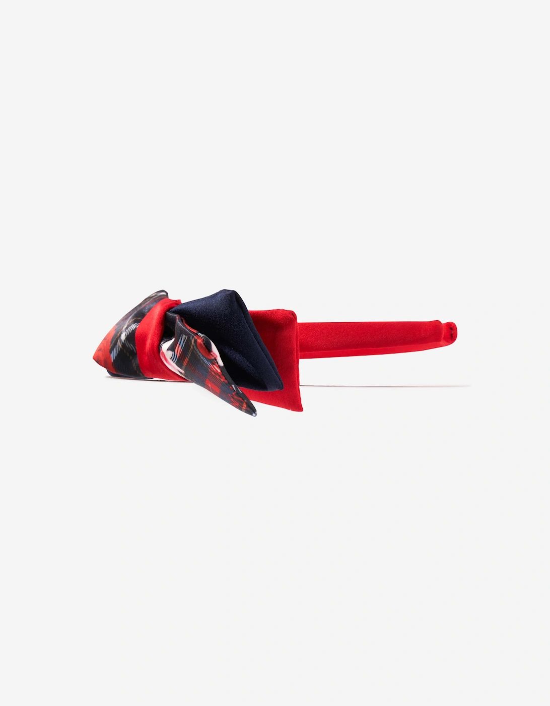 Girls Tartan Bow Headband in Red
