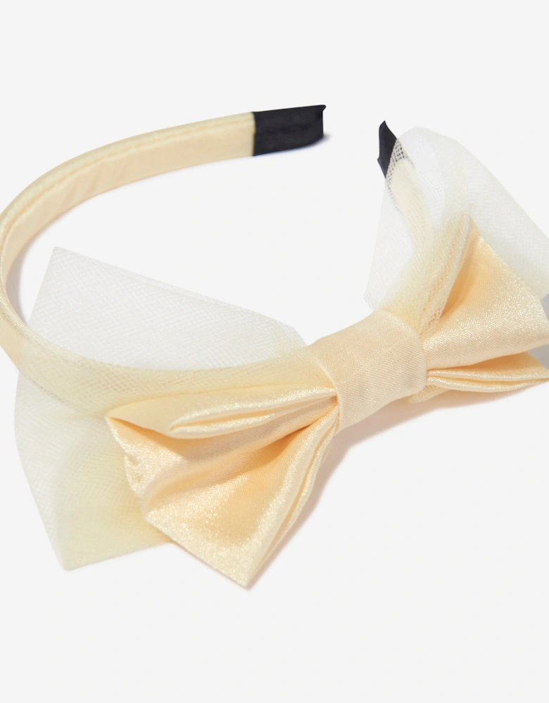 Girls Tulle Bow Headband in Yellow