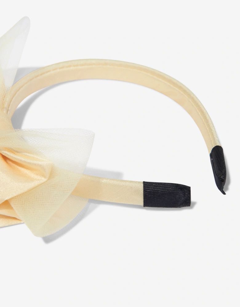 Girls Tulle Bow Headband in Yellow