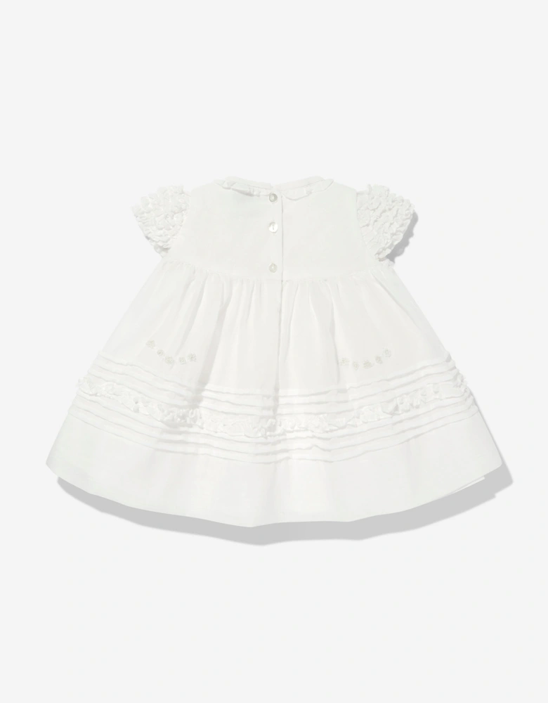 Baby Girls Dress and Bonnet in Ivory