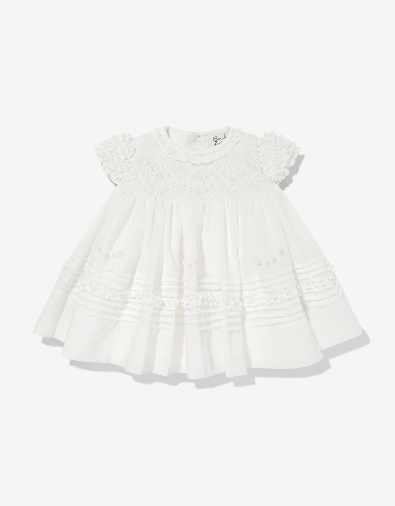 Baby Girls Dress and Bonnet in Ivory