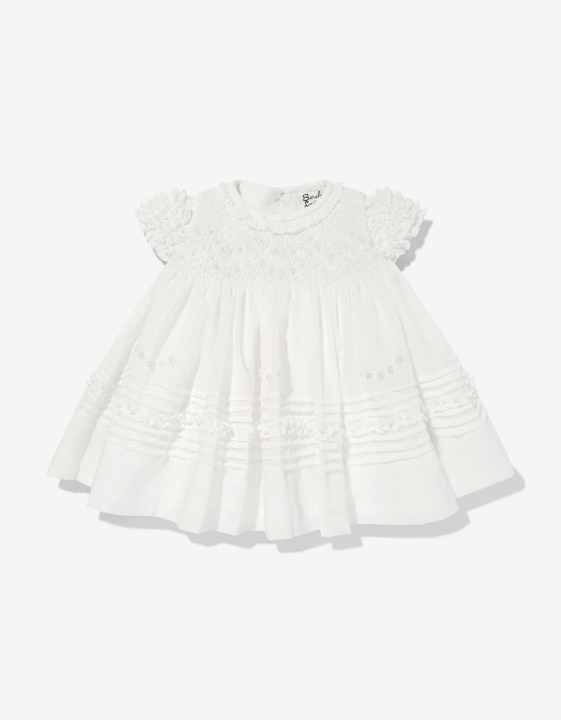 Baby Girls Dress and Bonnet in Ivory