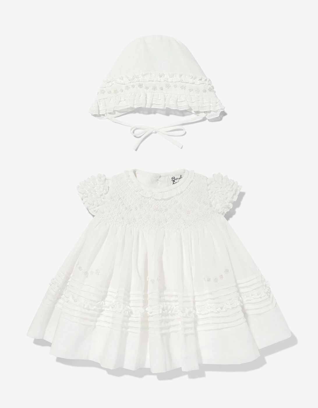 Baby Girls Dress and Bonnet in Ivory, 5 of 4