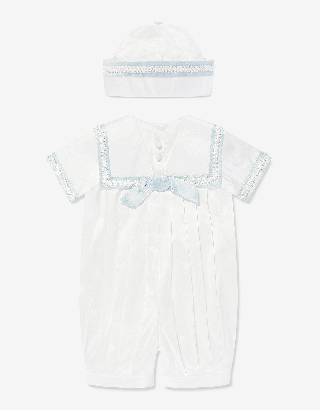 Baby Boys Silk Romper and Hat in Ivory, 5 of 4