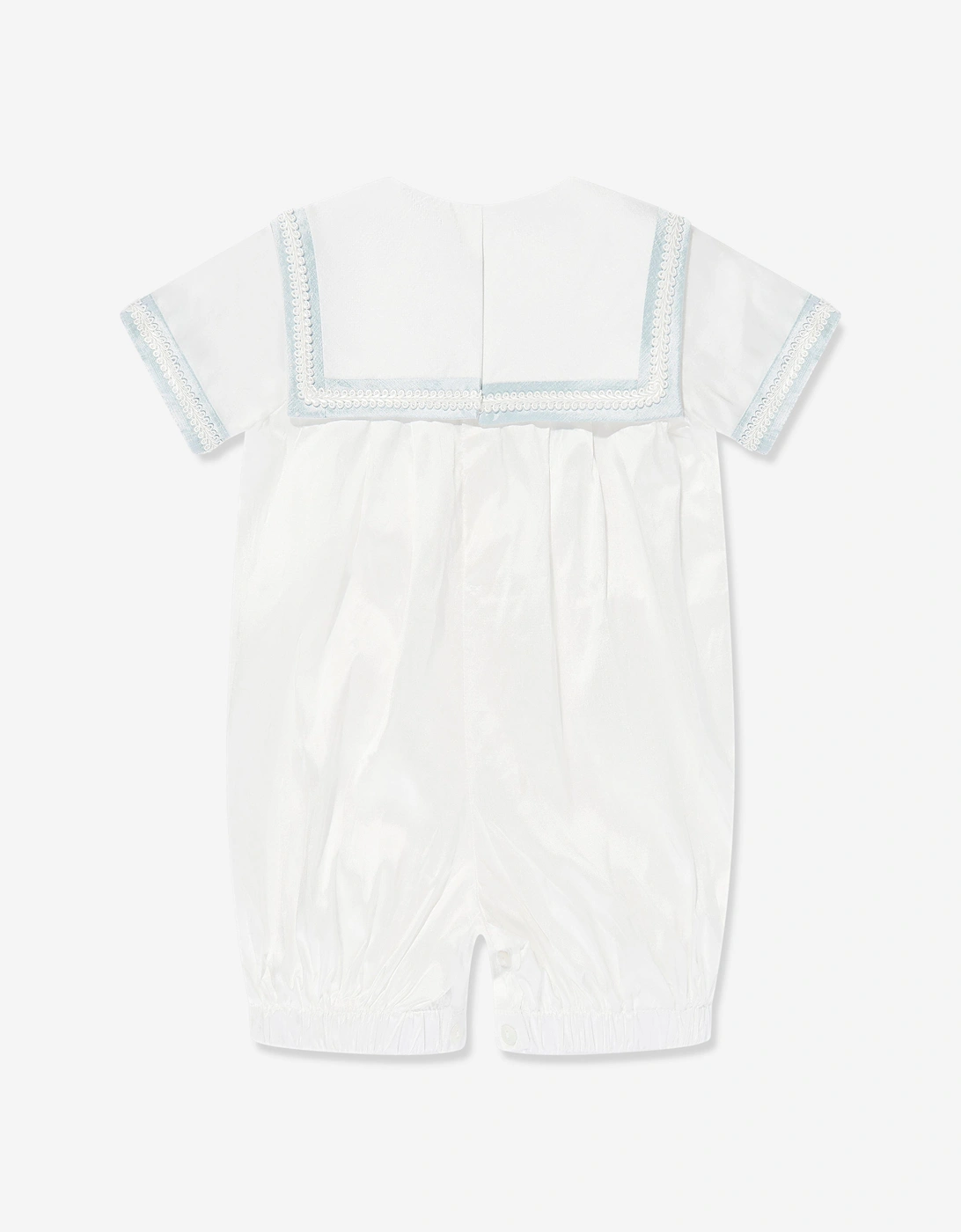 Baby Boys Silk Romper and Hat in Ivory