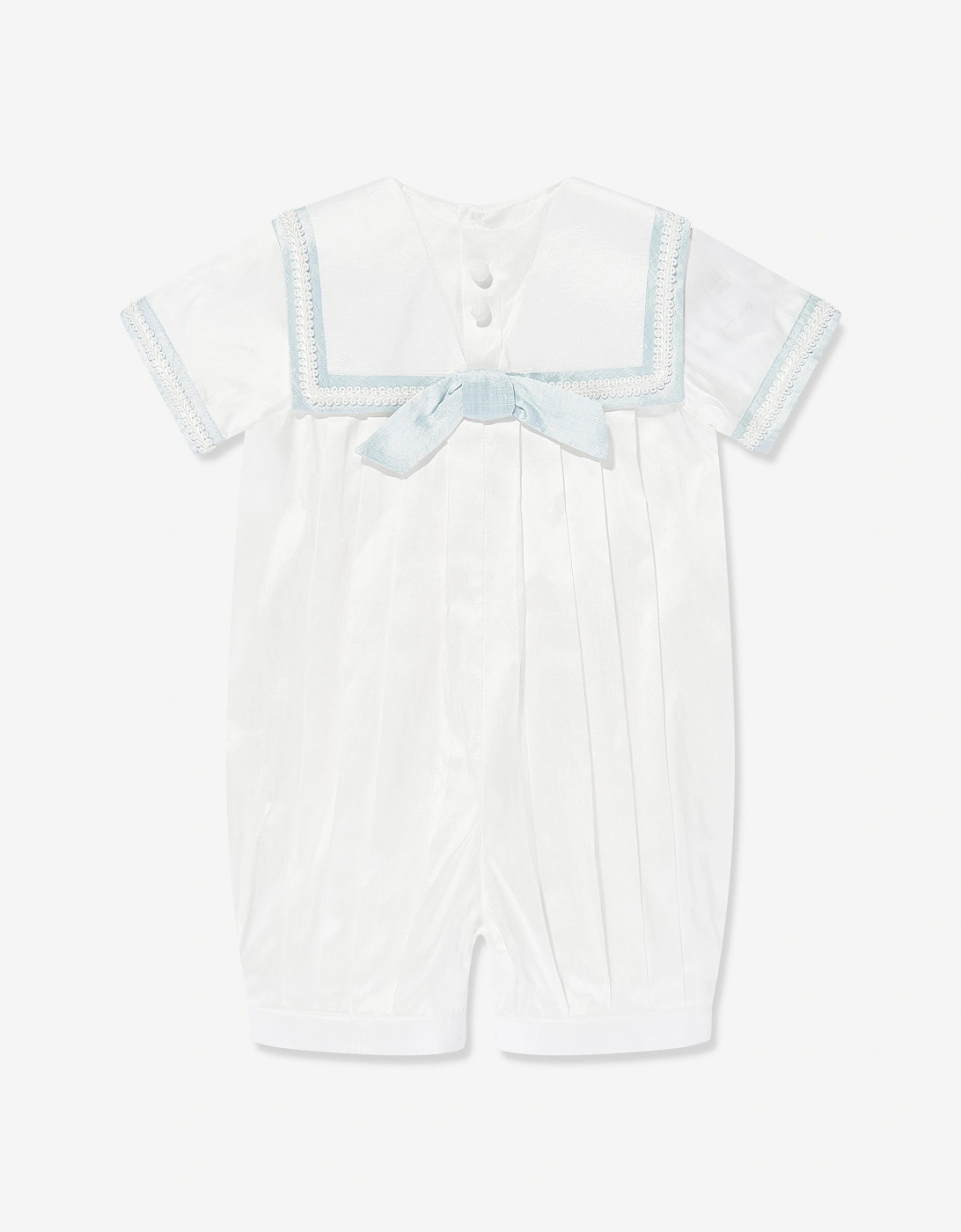 Baby Boys Silk Romper and Hat in Ivory