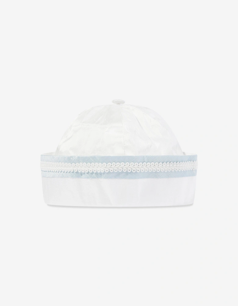 Baby Boys Silk Romper and Hat in Ivory