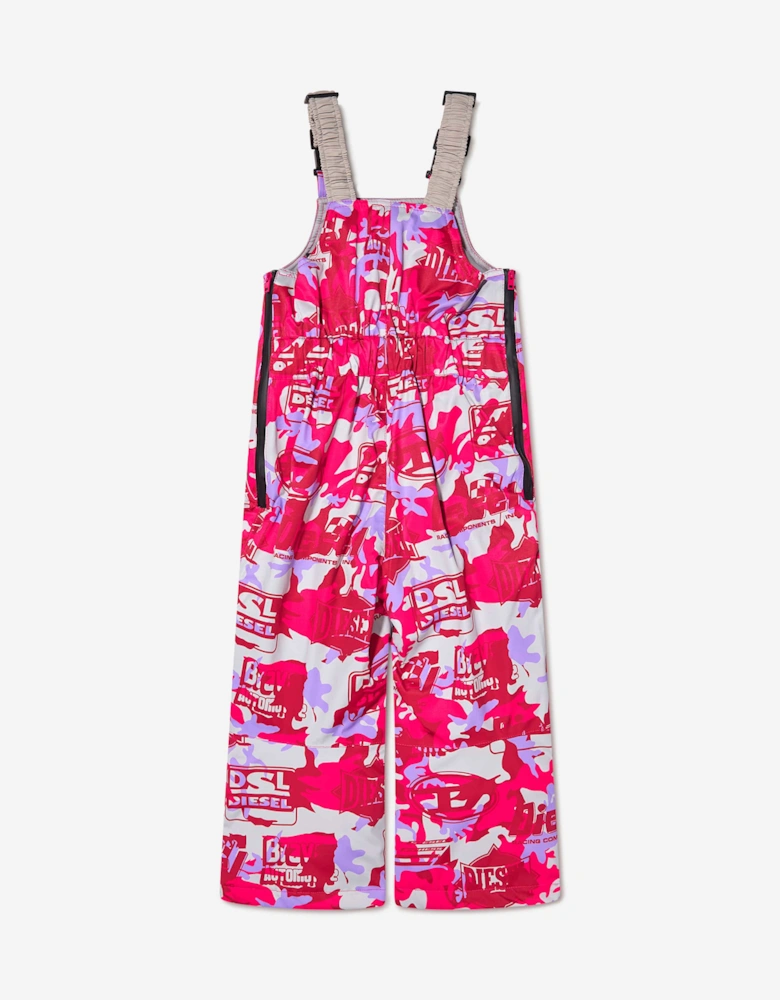 Girls Racing Print Ski Salopettes