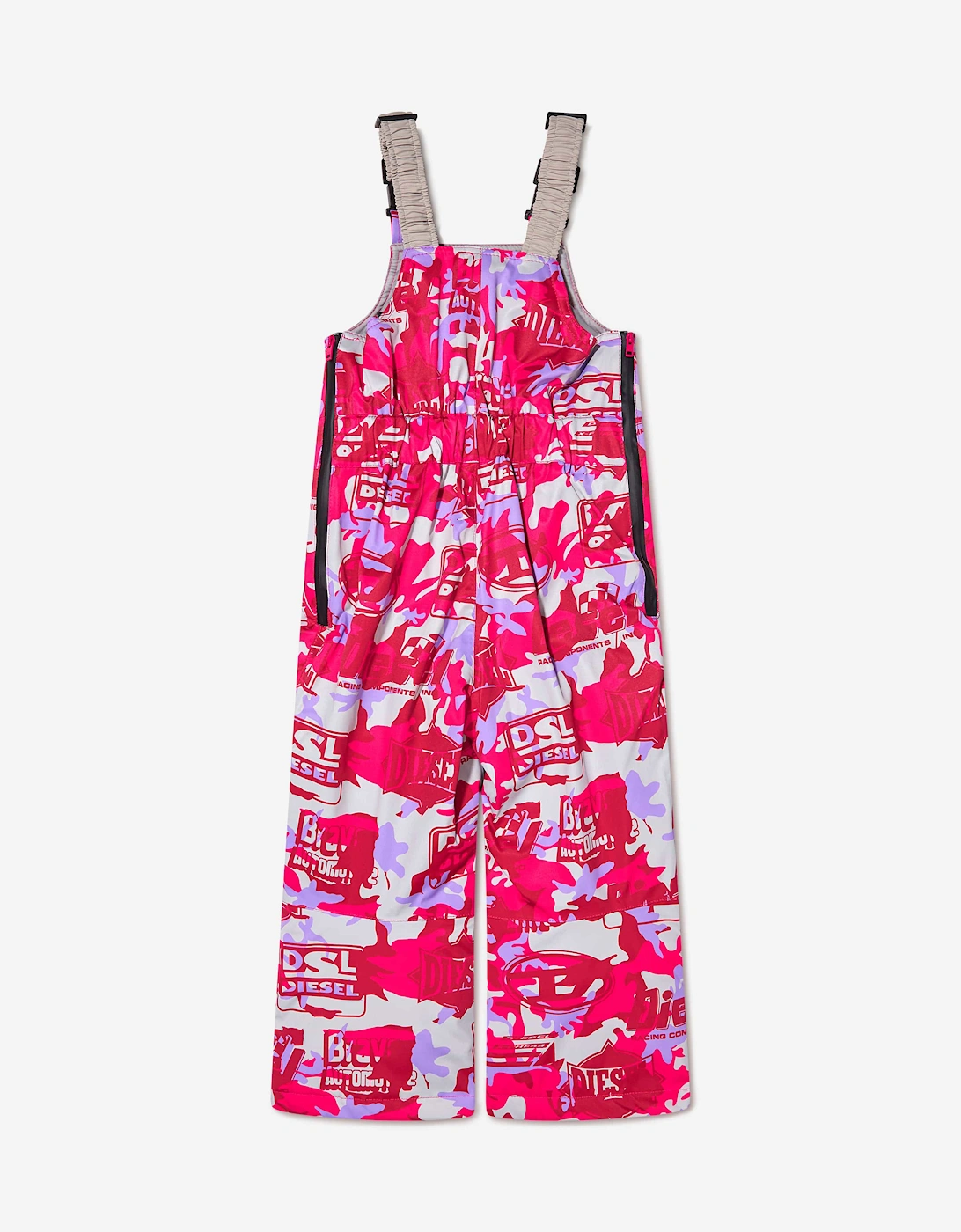 Girls Racing Print Ski Salopettes