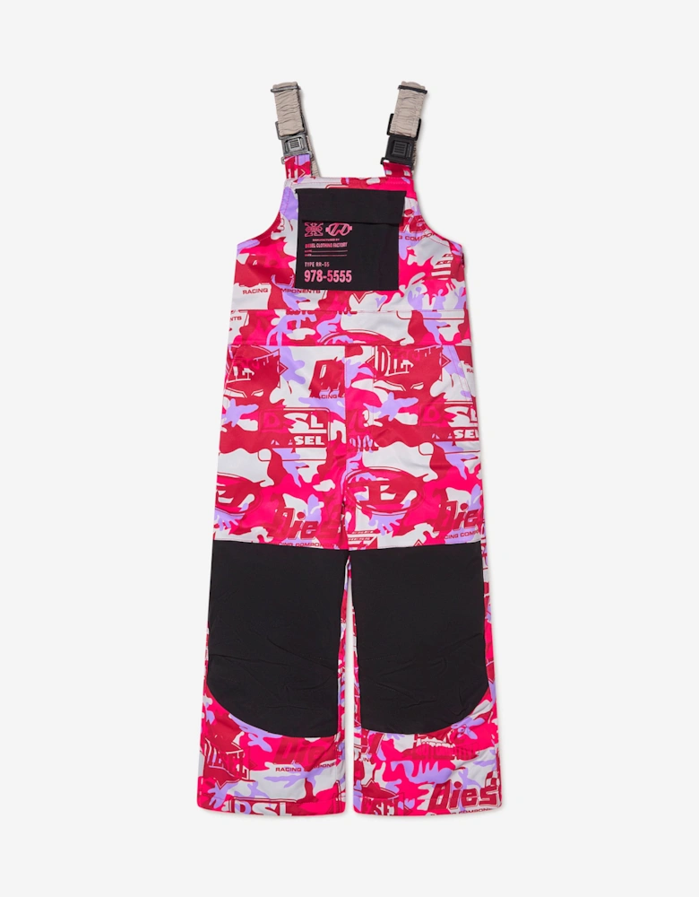 Girls Racing Print Ski Salopettes