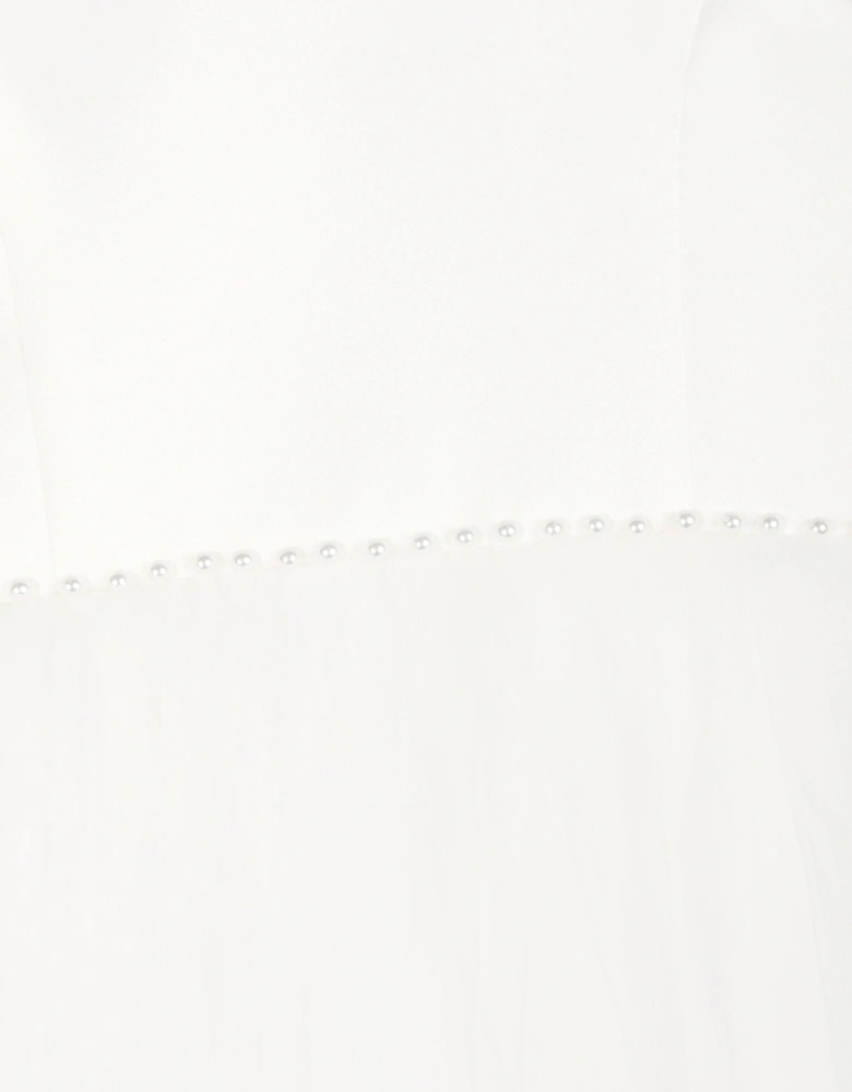 Girls Ceremonial Ballerina Length Dress in Ivory