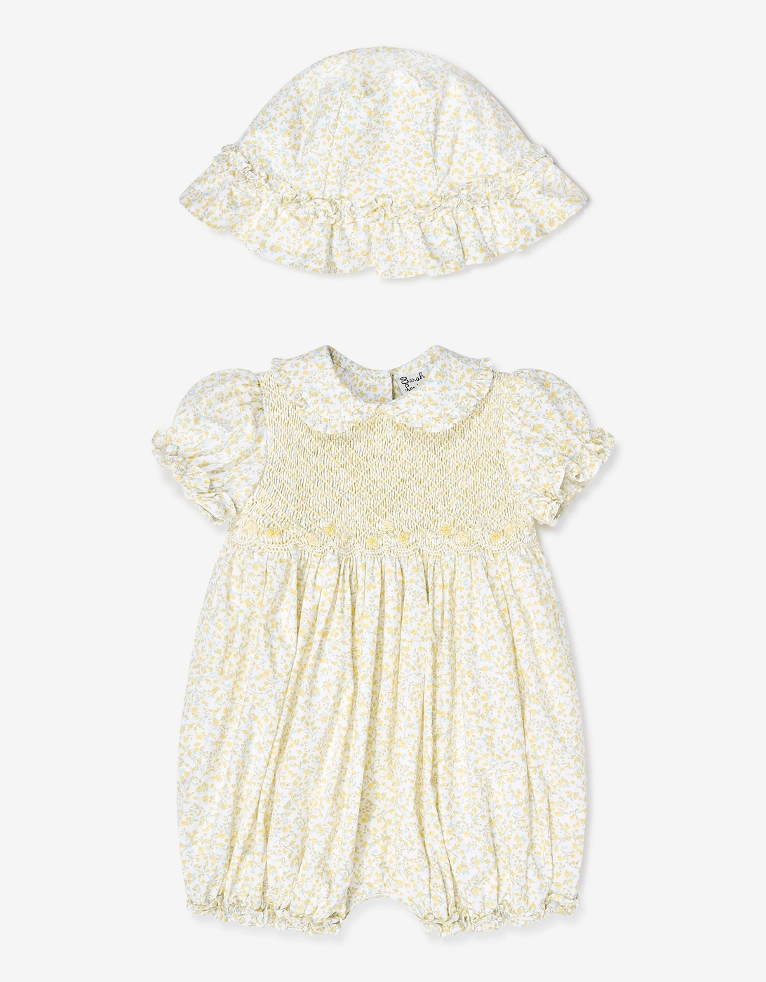 Baby Girls Bubble Romper and Hat in White, 5 of 4