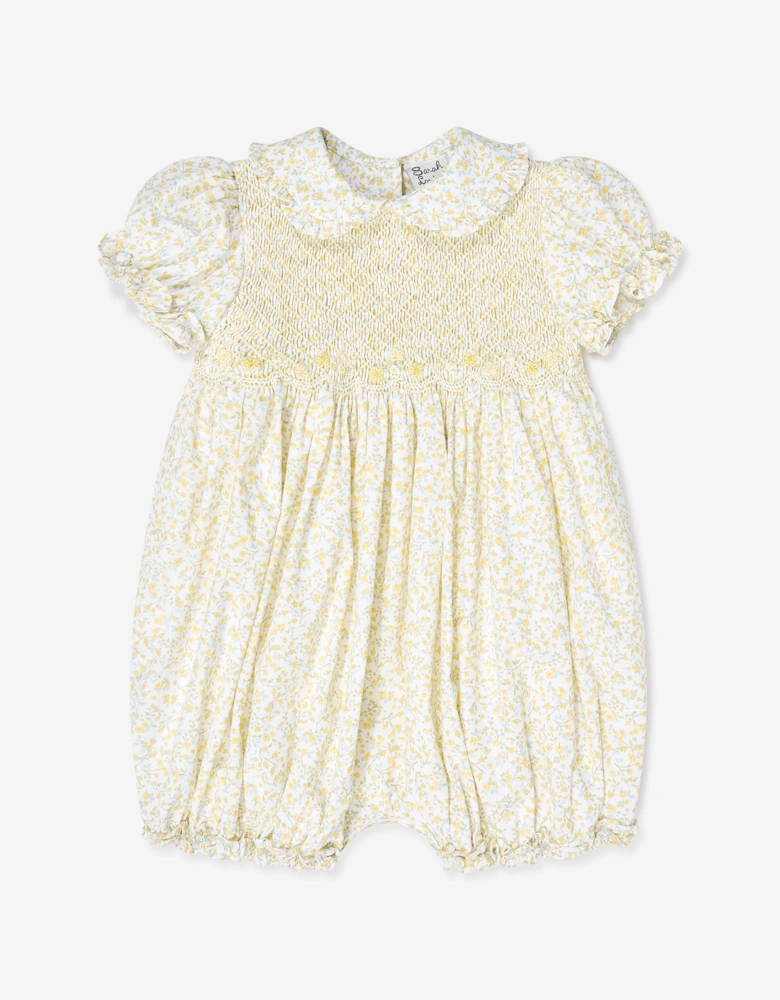 Baby Girls Bubble Romper and Hat in White