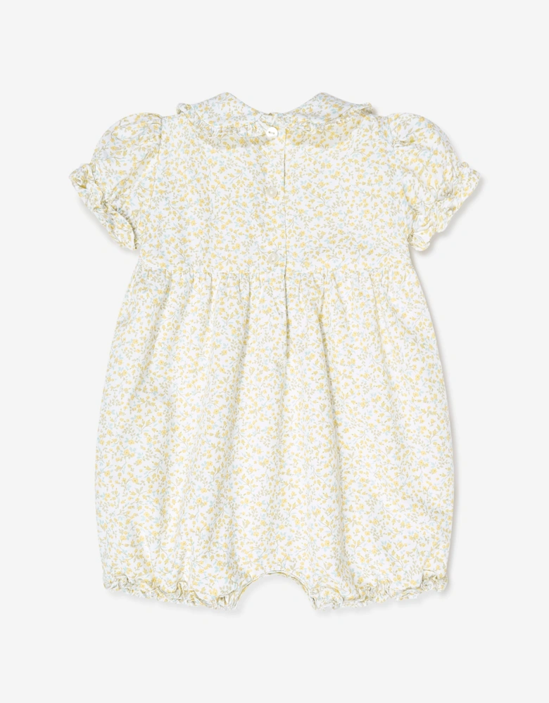 Baby Girls Bubble Romper and Hat in White