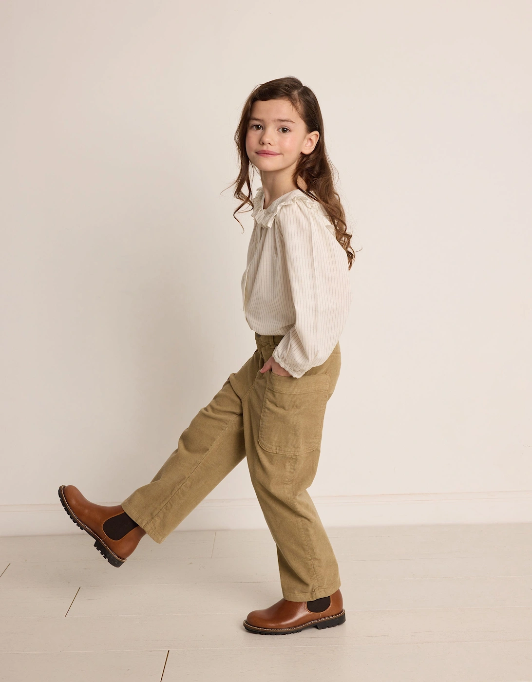 Girls Looping Trousers in Beige