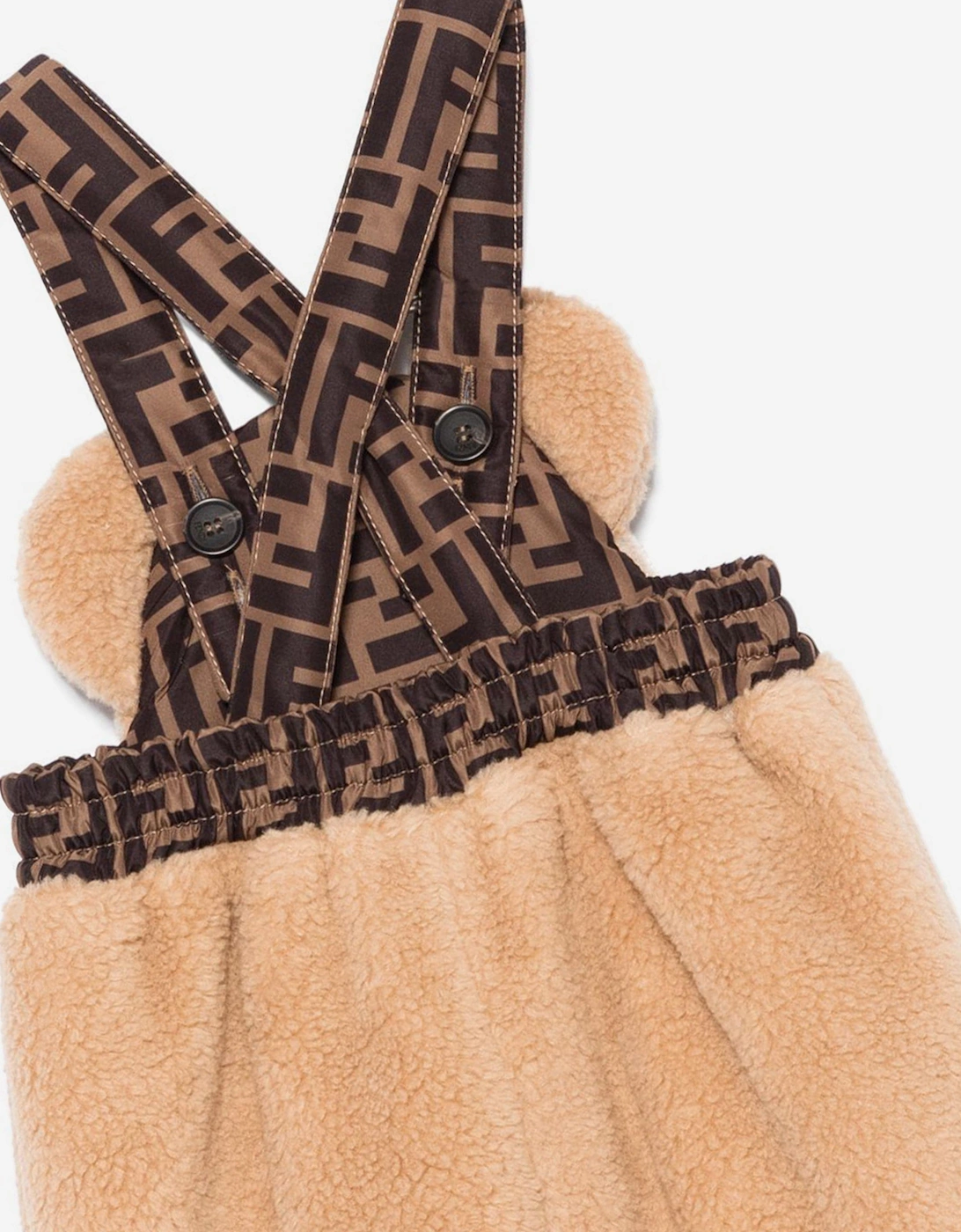 Baby Teddy Fleece Dungarees in Beige