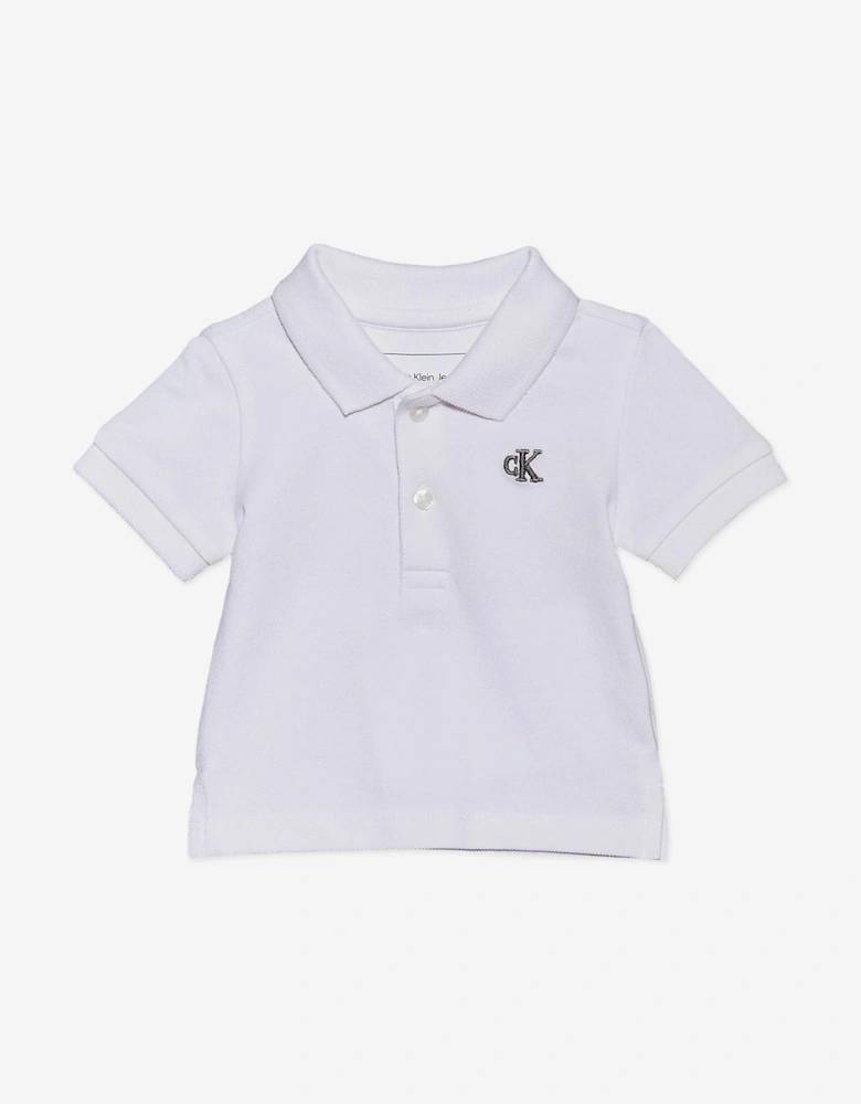 Baby Boys Summer Pique Polo Shirt in White
