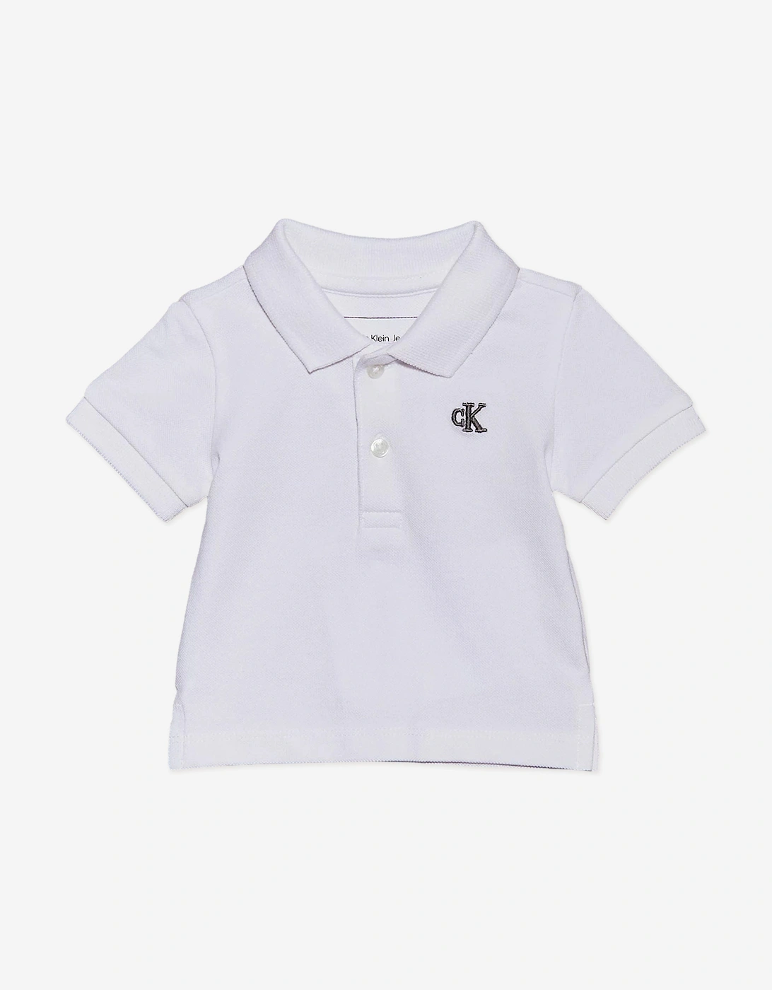 Baby Boys Summer Pique Polo Shirt in White, 5 of 4