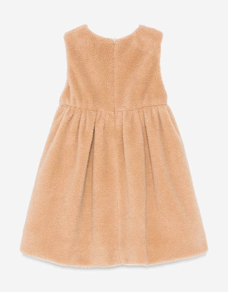 Baby Girls Teddy Fleece Dress in Beige