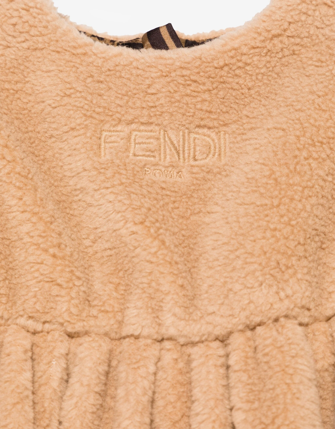 Baby Girls Teddy Fleece Dress in Beige