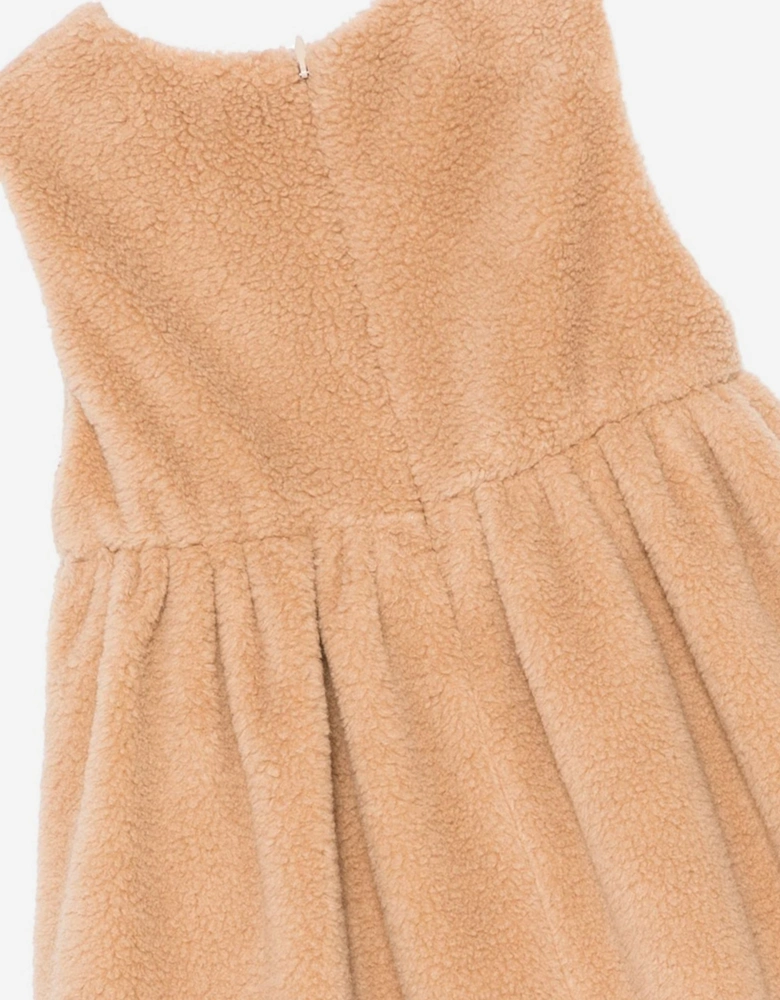 Baby Girls Teddy Fleece Dress in Beige