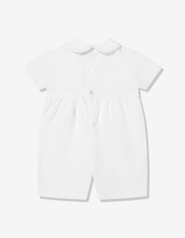 Baby Boys Smocked Romper in White