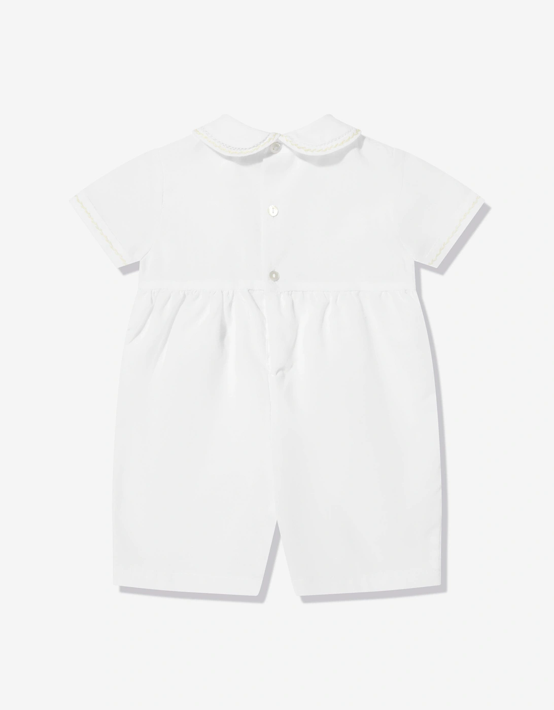 Baby Boys Smocked Romper in White