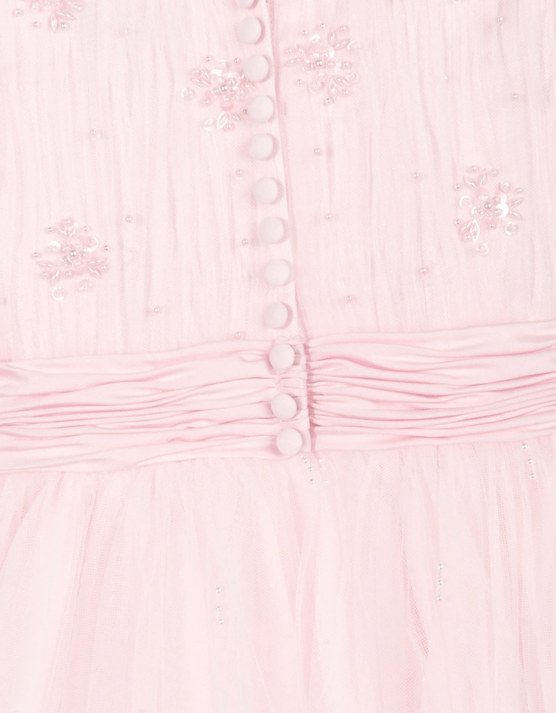 Girls Ceremonial Ballerina Length Dress in Pink