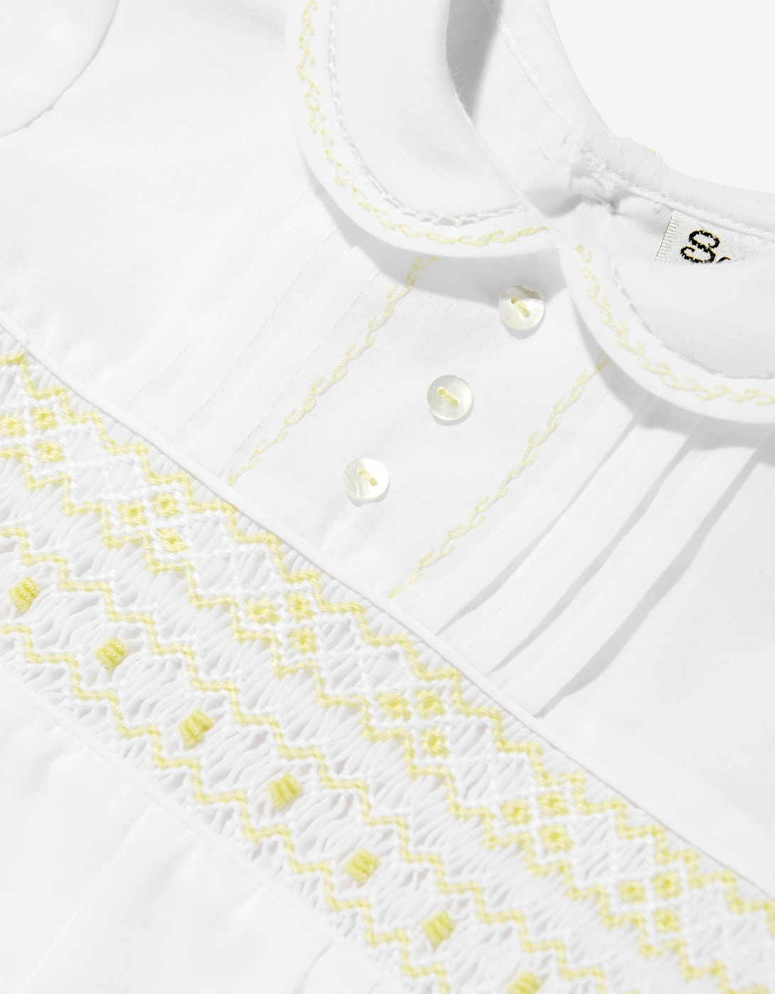 Baby Boys Smocked Romper in White