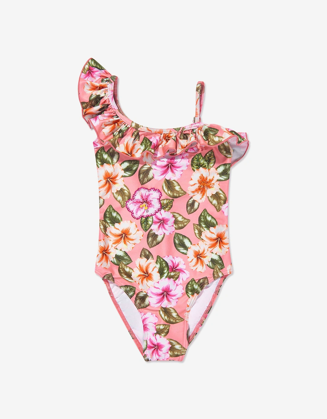 Girls Floral Swimsuit in Pink, 5 of 4