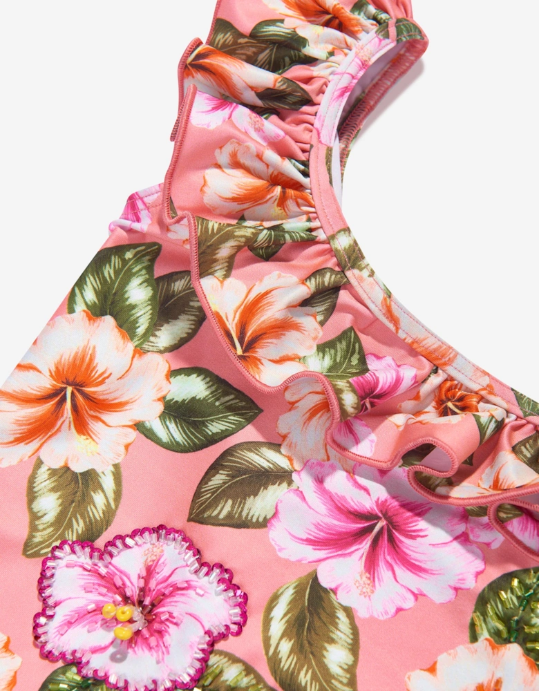 Girls Floral Swimsuit in Pink