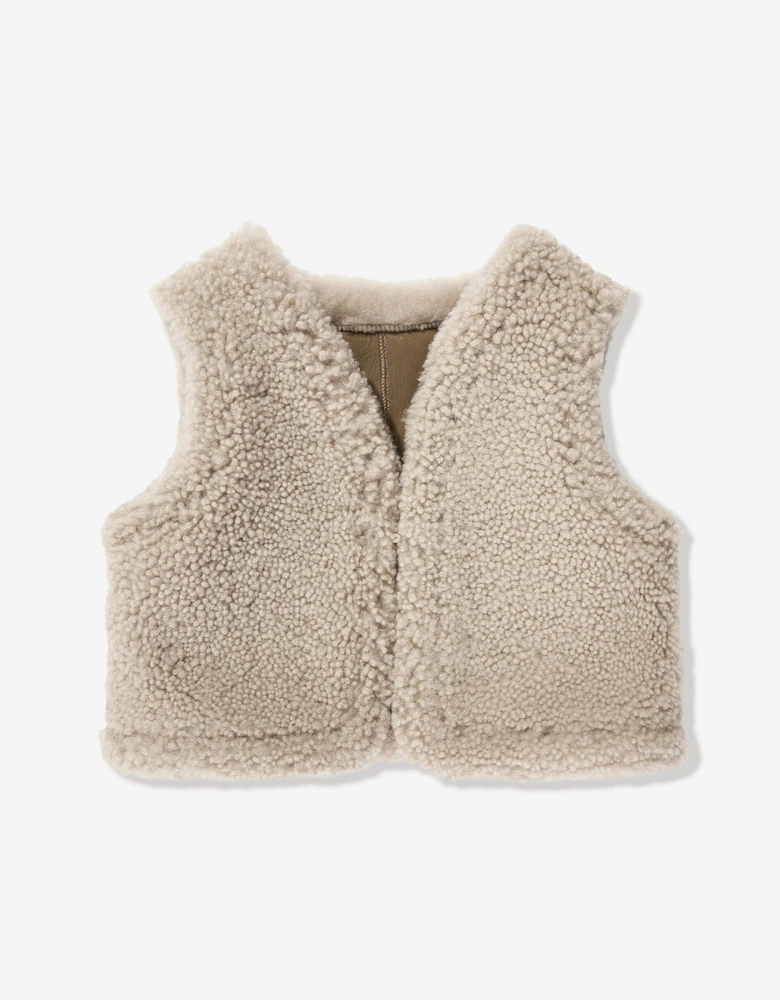 Baby Barra Faux Shearling Gilet in Brown