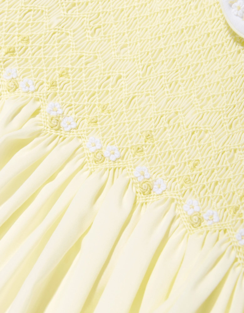 Baby Girls Smocked Dress in Yellow