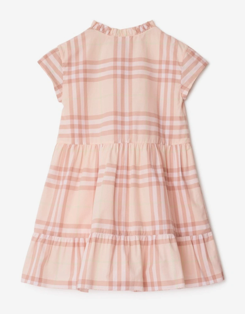 Girls Rose Check Dress in Pink