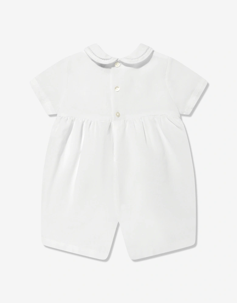 Baby Boys Smocked Romper in White