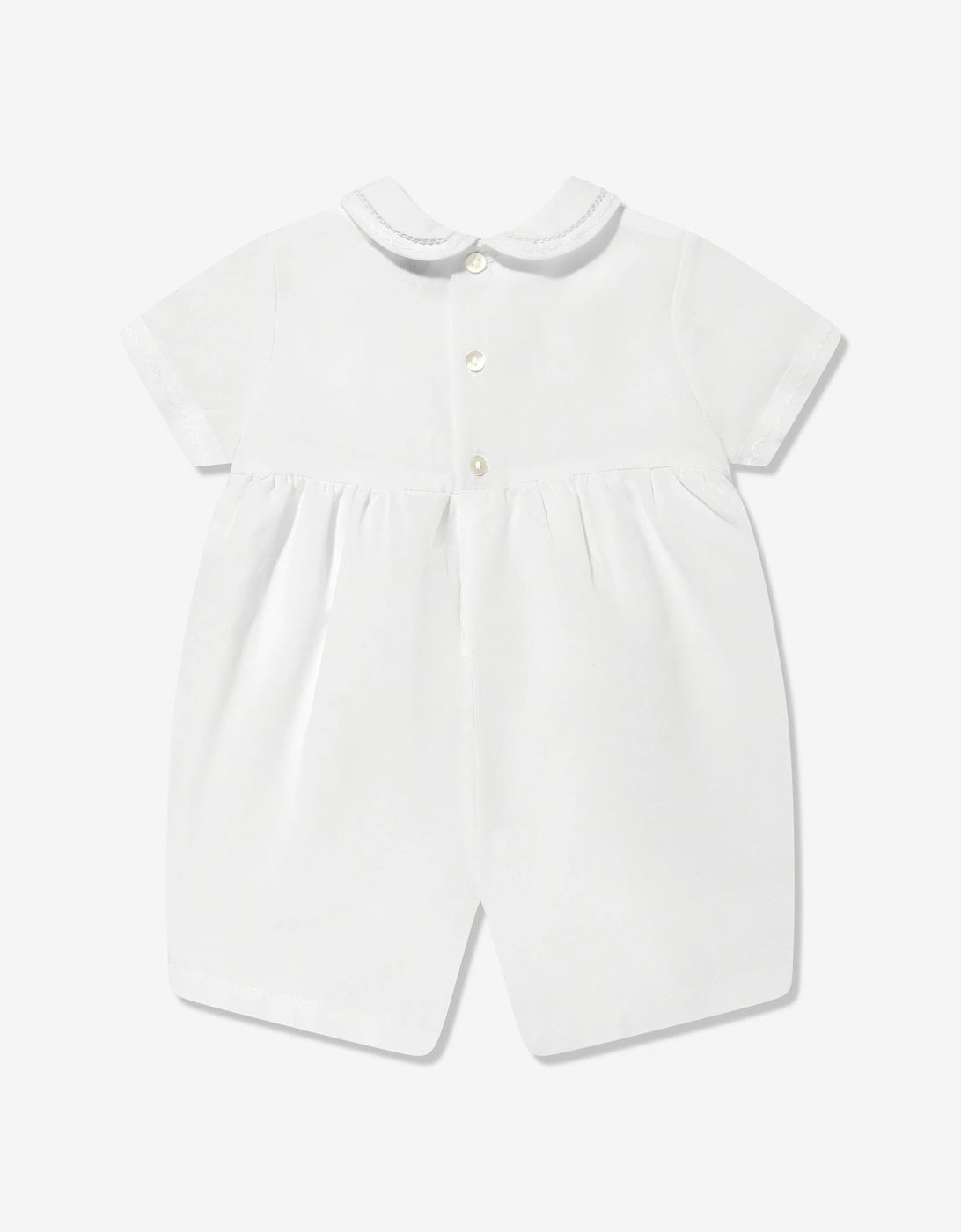 Baby Boys Smocked Romper in White