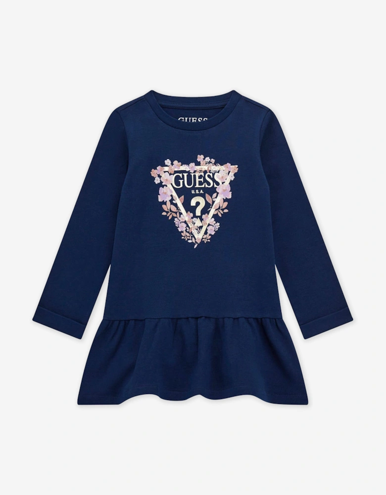 Girls Logo Jersey Dress in Blue