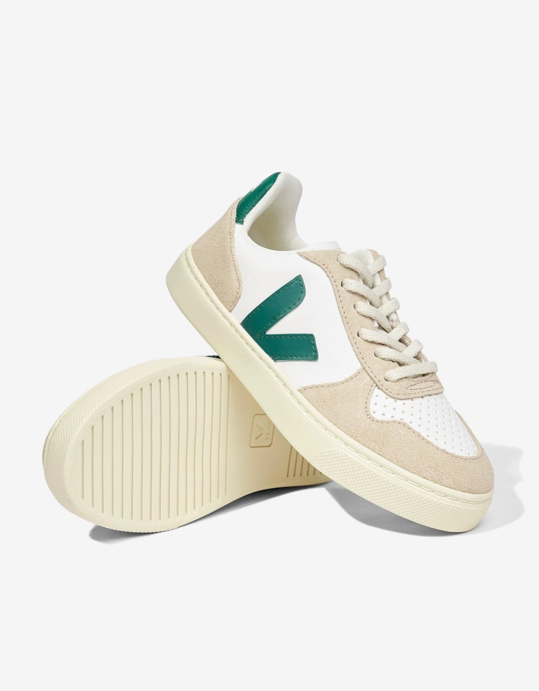 Kids Chromefree Leather Small V-10 Laces Trainers in White