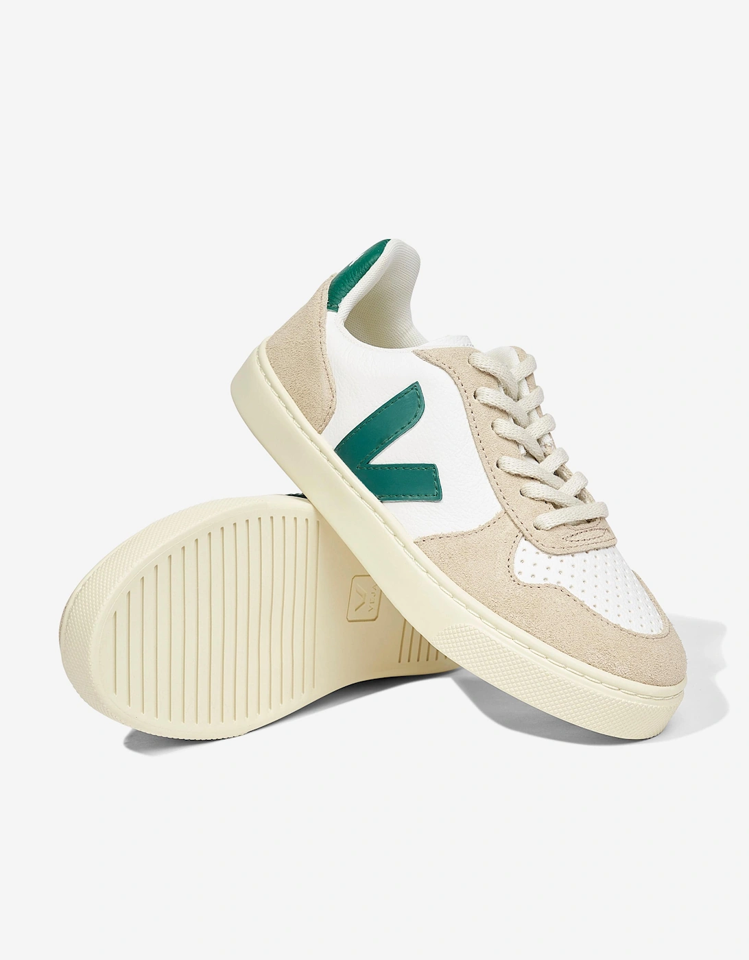 Kids Chromefree Leather Small V-10 Laces Trainers in White